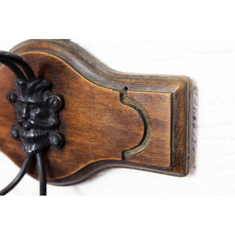 Vintage 5-hook wall coat rack, 1930