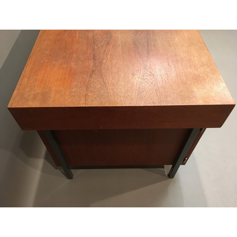 Vintage desk in teak and metal with storage - 1950s