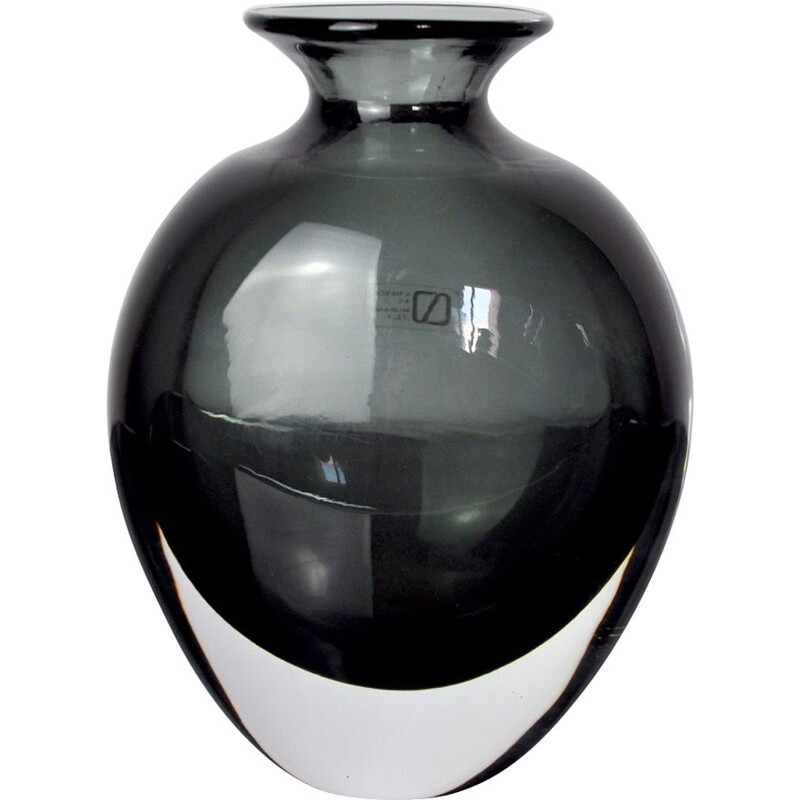 Vintage black Murano glass vase by Vincenzo and Carlo Nason, Italy 1960s