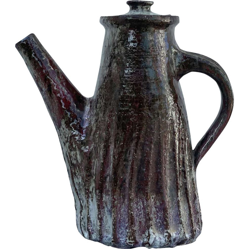 Vintage stoneware teapot by Cécile Dein, 1950