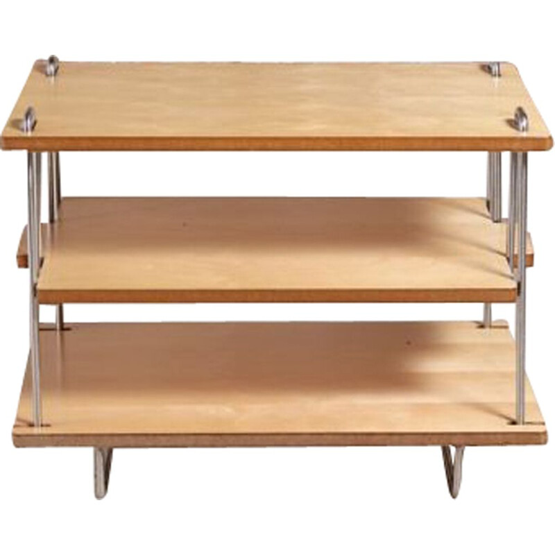 Vintage 3-tier esdoorn en chromen salontafel van Heal's, 2000