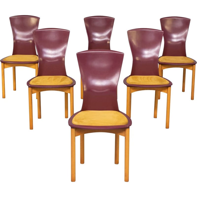Ensemble de 6 chaises vintage par Francesco Binfare pour Cassina, 1980