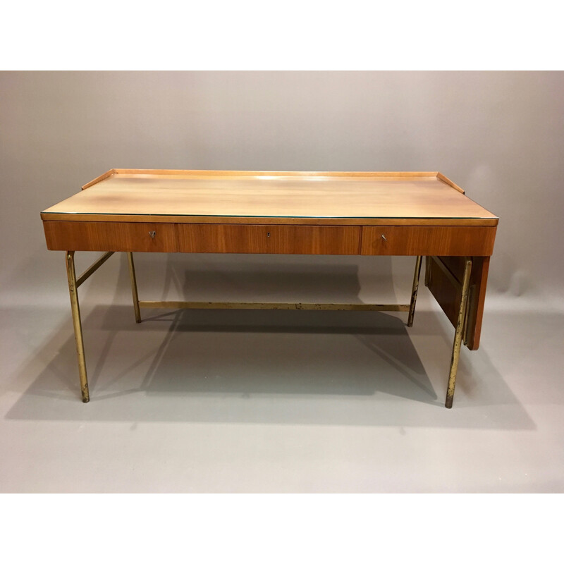 Mid century desk in rosewood and brass - 1950s