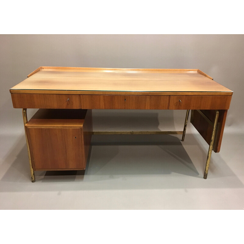 Mid century desk in rosewood and brass - 1950s