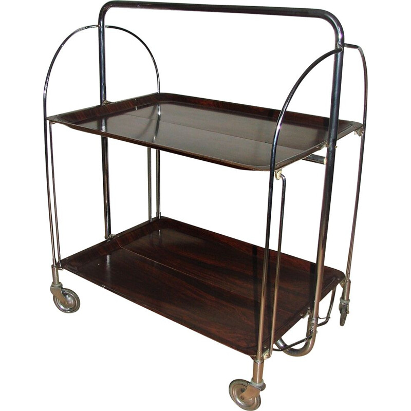 Vintage chrome-plated metal trolley, 1970