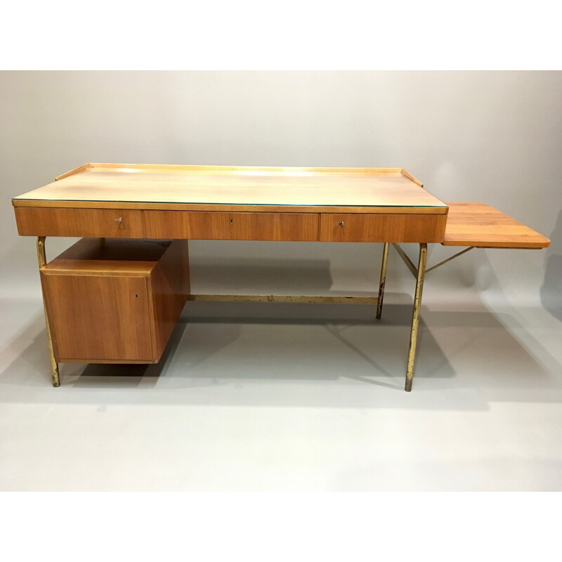 Mid century desk in rosewood and brass - 1950s