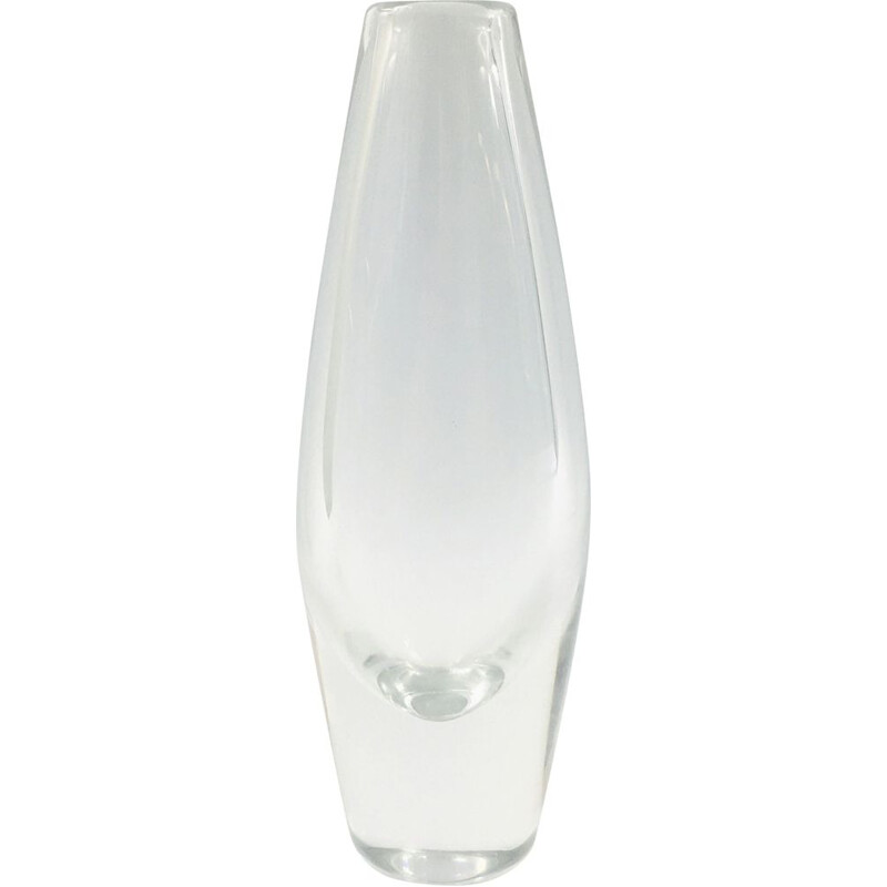 Scandinavian vintage clear glass vase by Sven Palmqvist for Orrefors, Sweden 1950s