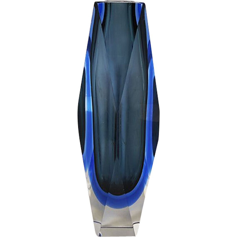 Blaue Vintage-Vase von Flavio Poli für Seguso, Italien 1960