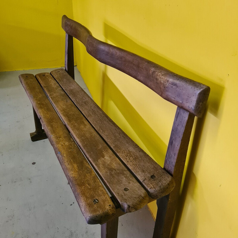 Vintage French wooden bench, 1800s