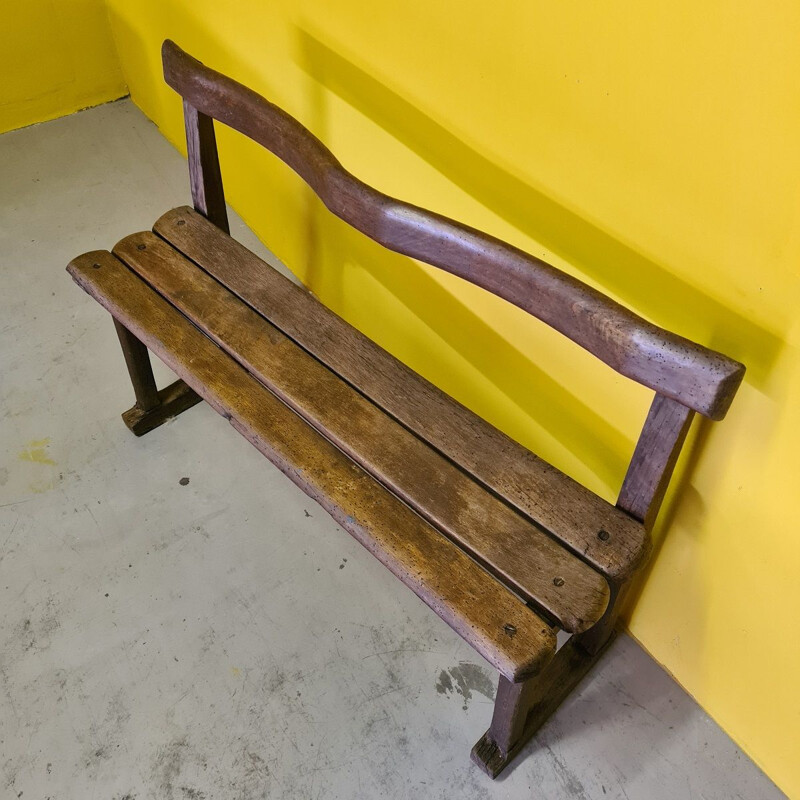 Vintage French wooden bench, 1800s