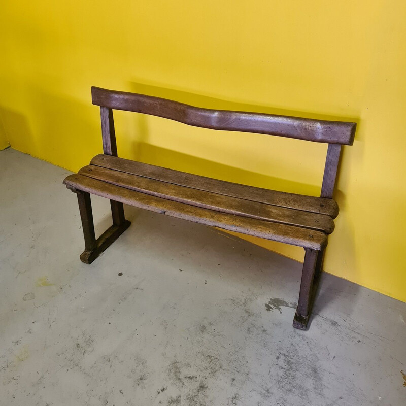 Vintage French wooden bench, 1800s