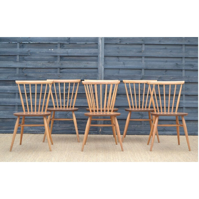 Set of 6 vintage elmwood chairs by Lucian Ercolani for Ercol