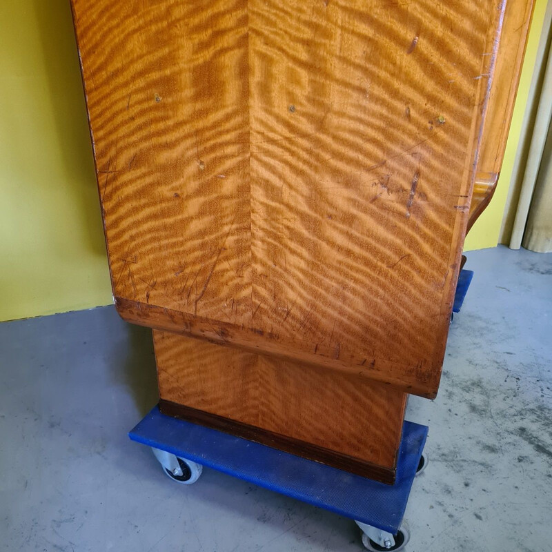 Art Deco vintage beech wood cabinet, 1920-1930s