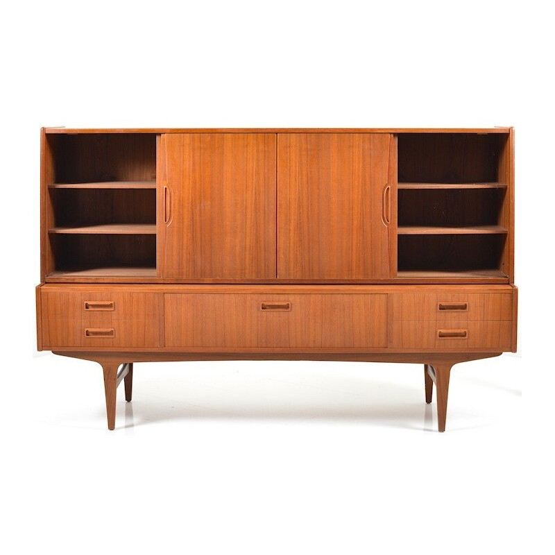 Large Danish cabinet in teak with sliding doors - 1960s