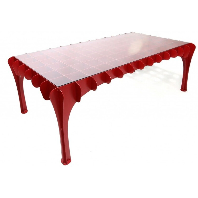 Red lacquer dining table, Bieke HOET - 2000s