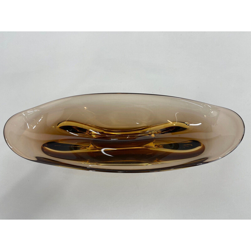 Vintage art glass bowl and ashtray set by Josef Cvrček for Železnobrodské sklo, Czechoslovakia1960