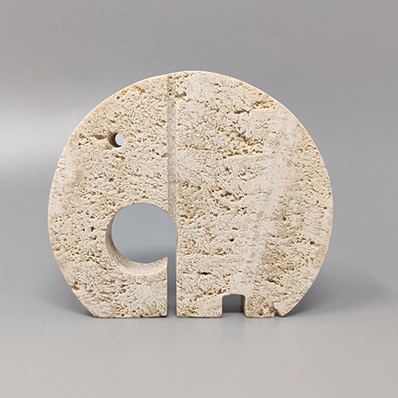 Vintage elephant travertine sculpture by Enzo Mari for F.lli Mannelli, Italy 1970s