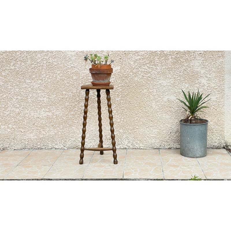 Vintage wooden high tripod stool