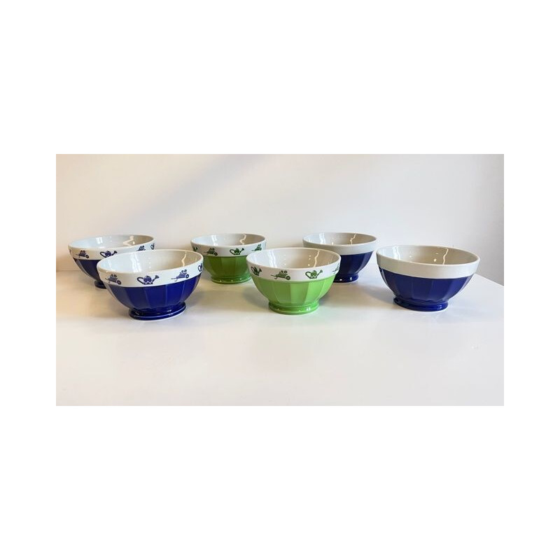 Set of 6 Italian Saturnia vintage porcelain bowls