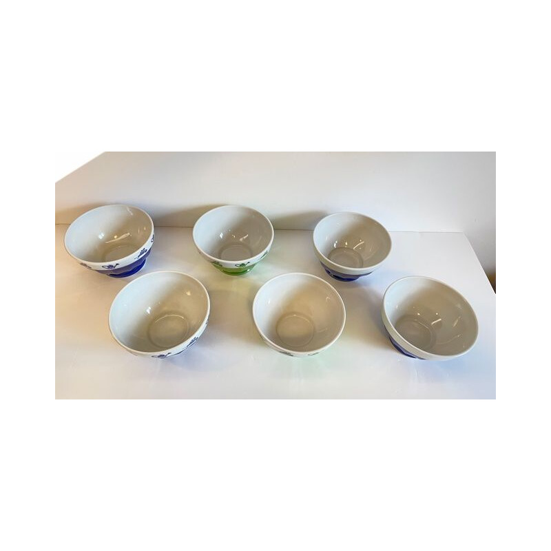 Conjunto de 6 tigelas de porcelana italiana Saturnia vintage