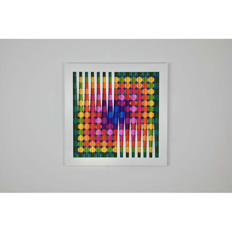 Vintage painting Vasarelly 80 by Michael Scheers, Belgium