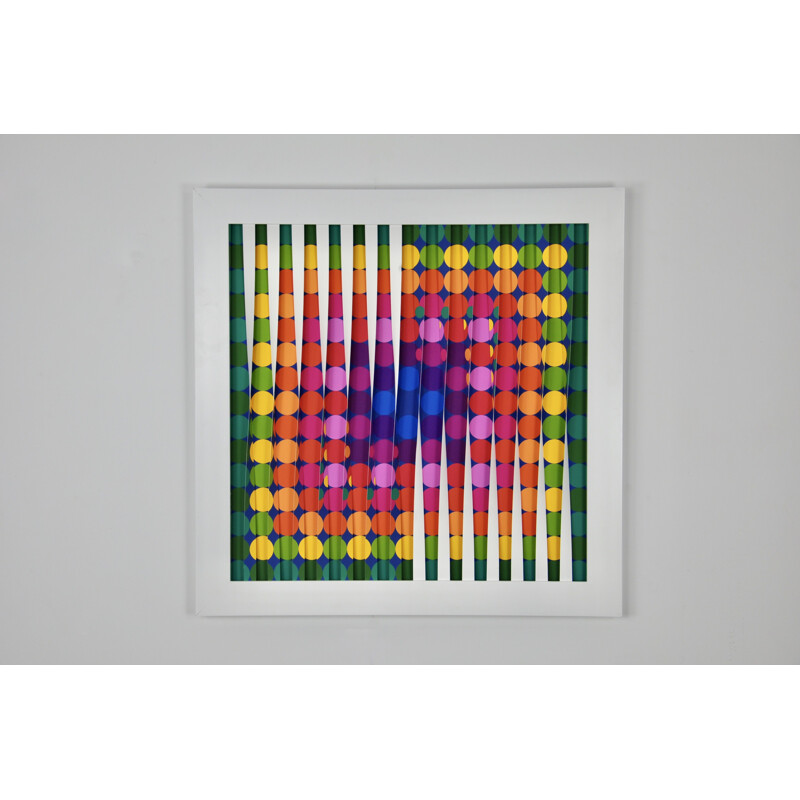 Vintage painting Vasarelly 80 by Michael Scheers, Belgium