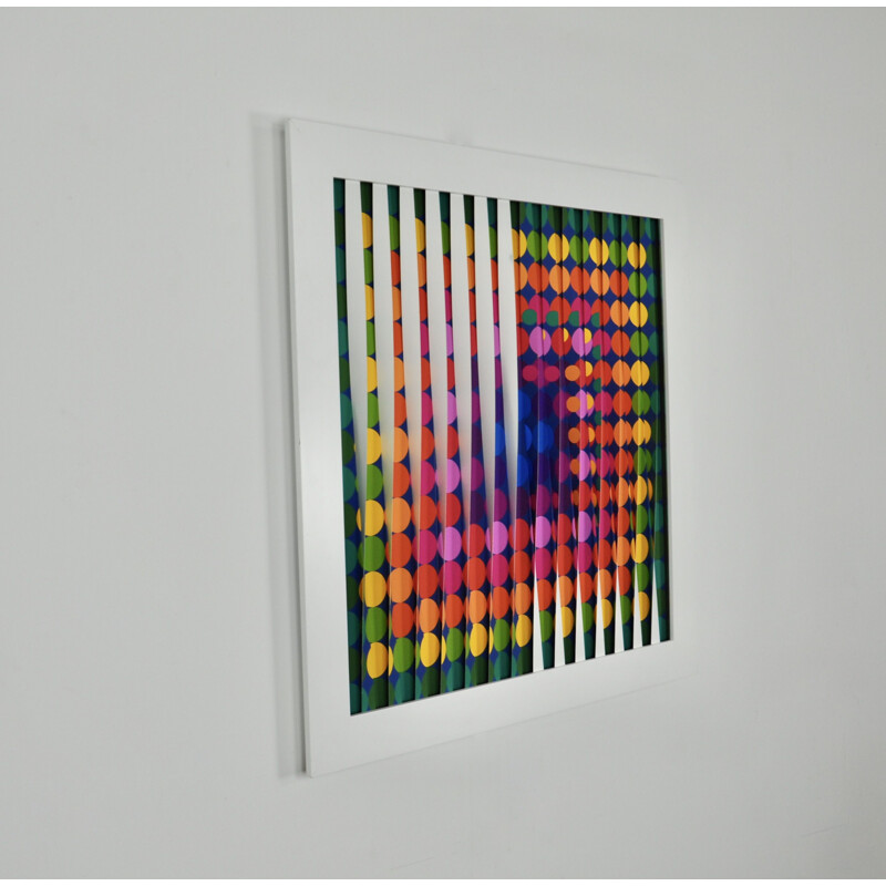 Vintage painting Vasarelly 80 by Michael Scheers, Belgium