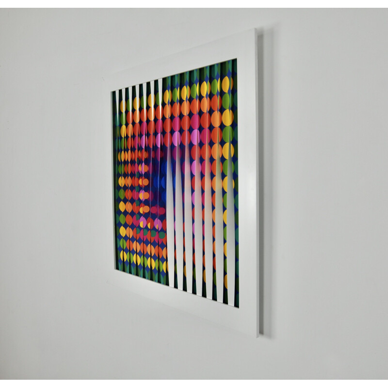 Vintage painting Vasarelly 80 by Michael Scheers, Belgium