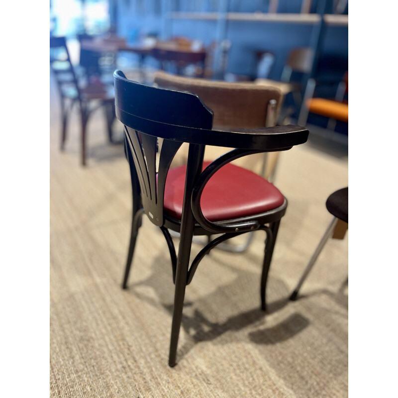 Vintage bistro chair in wenge and burgundy red skai by Ton