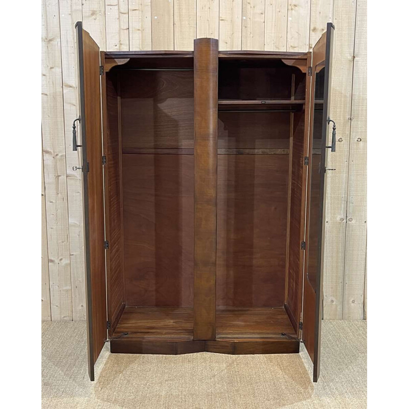 Vintage Art Deco English burr walnut closet