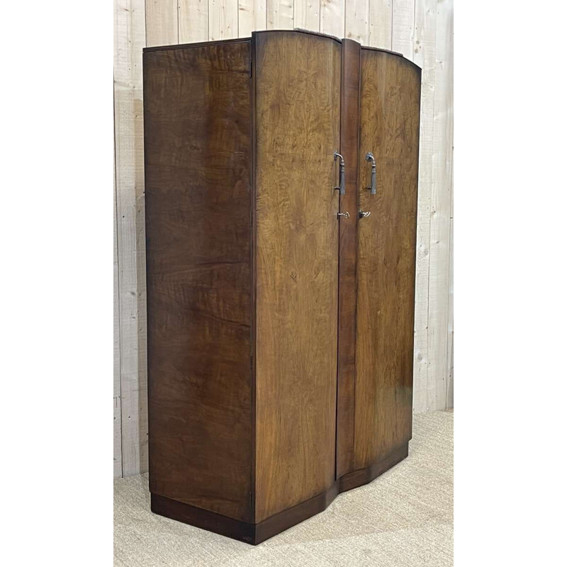 Vintage Art Deco English burr walnut closet