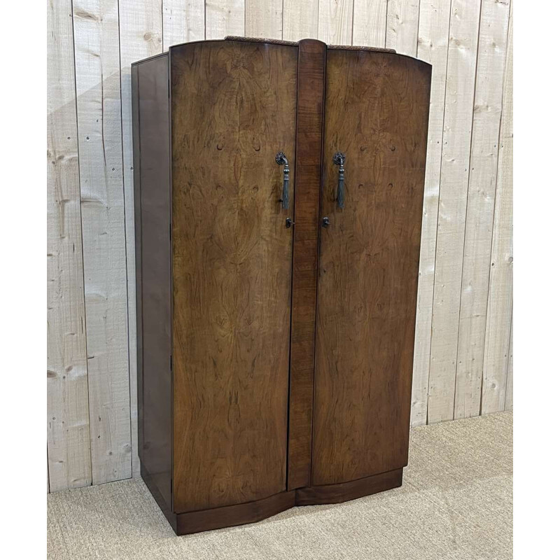 Vintage art deco compactum cabinet in burr walnut, 1930