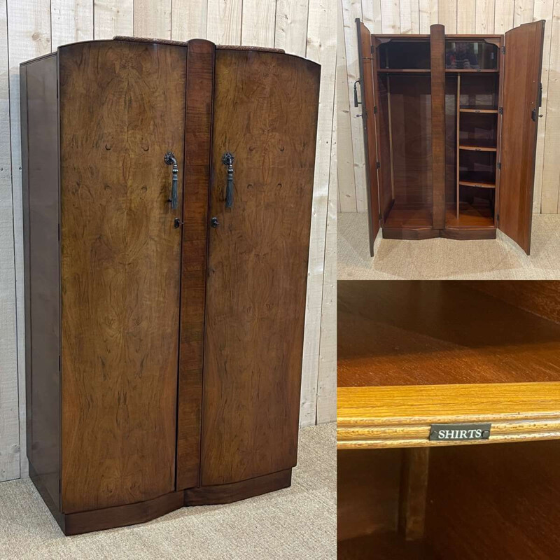 Vintage art deco compactum cabinet in burr walnut, 1930