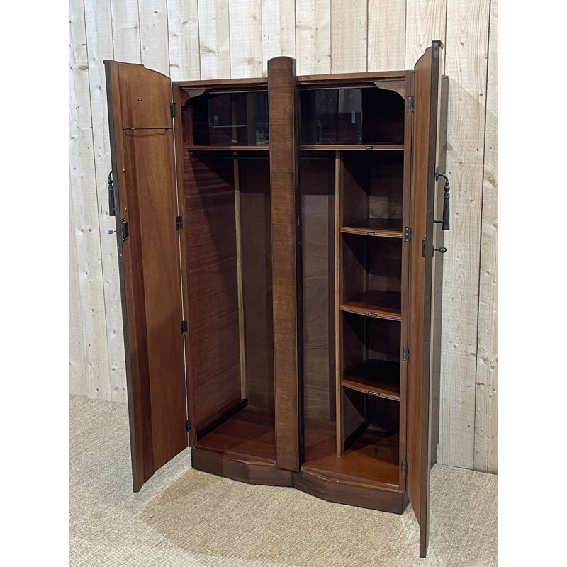 Vintage art deco compactum cabinet in burr walnut, 1930