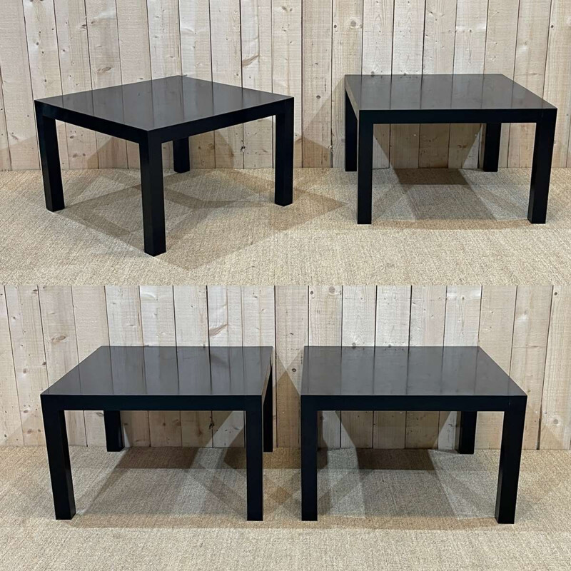 Pair of vintage side tables in sycamore with black patina, 1970