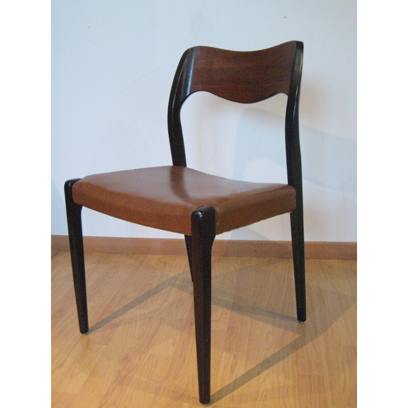 Set of 5 Scandinavian dining chairs in solid rosewood, Niels O. MOLLER - 1950s