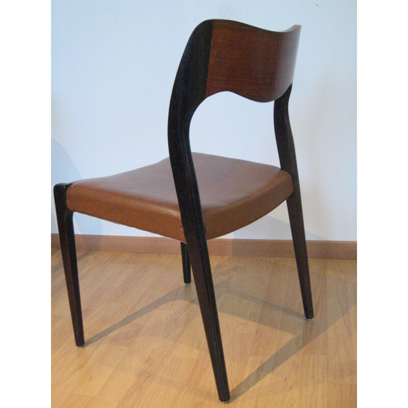Set of 5 Scandinavian dining chairs in solid rosewood, Niels O. MOLLER - 1950s