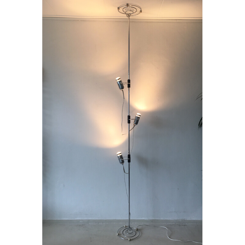Italian Reggiani "Tension" floor to ceiling lamp in chromed metal, Frencesco FOIS - 1950s