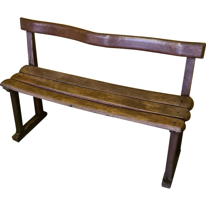 Vintage French wooden bench, 1800s