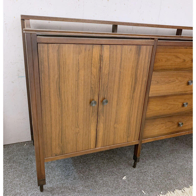 Mid-century rosewood sideboard with black mirror top by Carlo di Carli for Luigi Sormani, Italy 1964