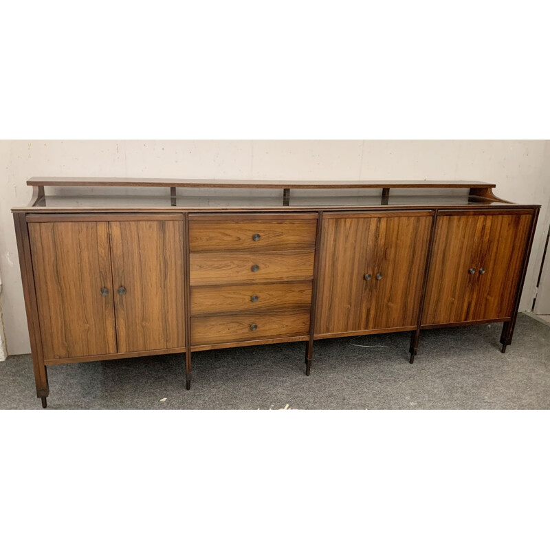 Mid-century rosewood sideboard with black mirror top by Carlo di Carli for Luigi Sormani, Italy 1964