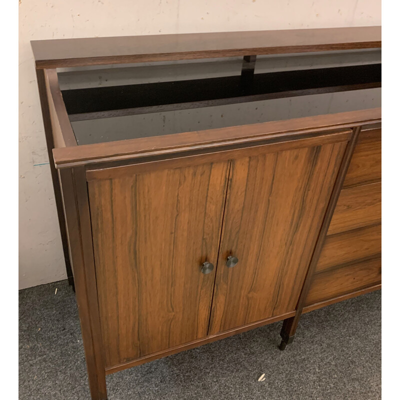 Mid-century rosewood sideboard with black mirror top by Carlo di Carli for Luigi Sormani, Italy 1964