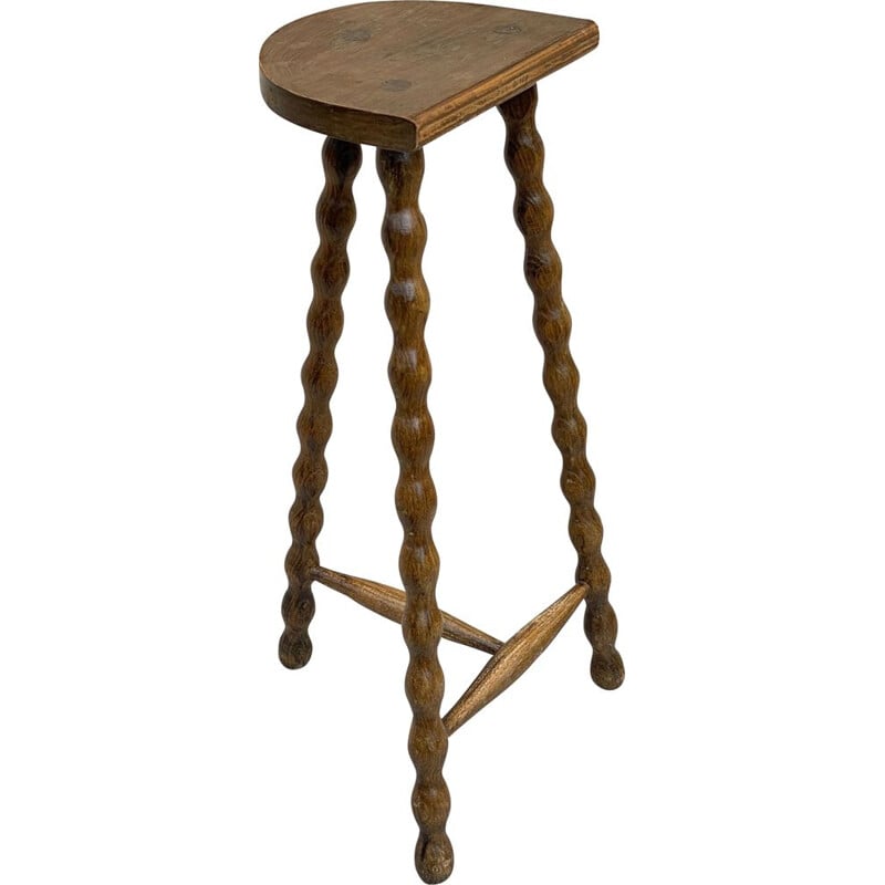 Vintage wooden high tripod stool