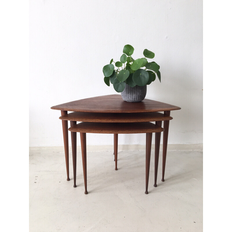 Set of 3 nesting tables in teak - 1960s