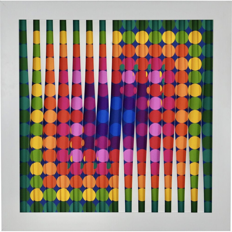 Vintage painting Vasarelly 80 by Michael Scheers, Belgium