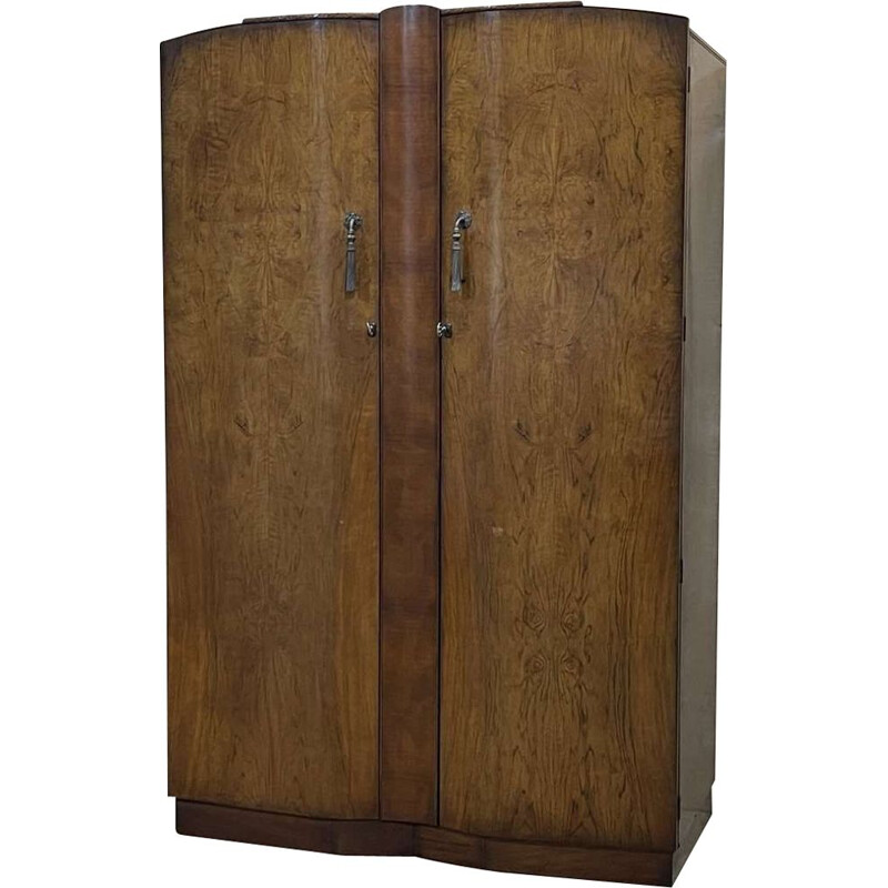 Vintage Art Deco English burr walnut closet