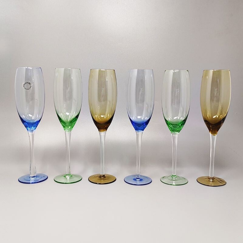 Set of 6 vintage Murano glasses by Nason, Italy 1970s