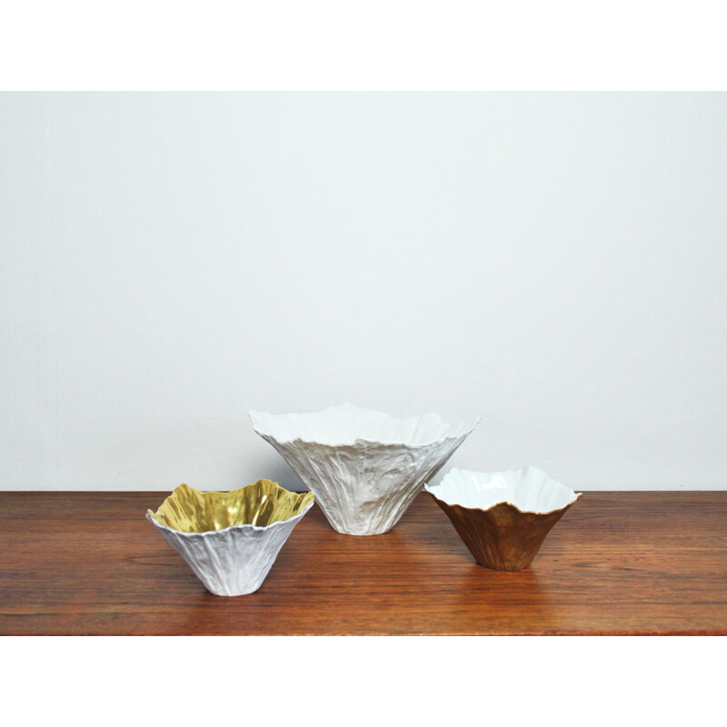Ensemble de 3 bols vintage en porcelaine par Violise Lunn pour Royal Copenhagen, 2006