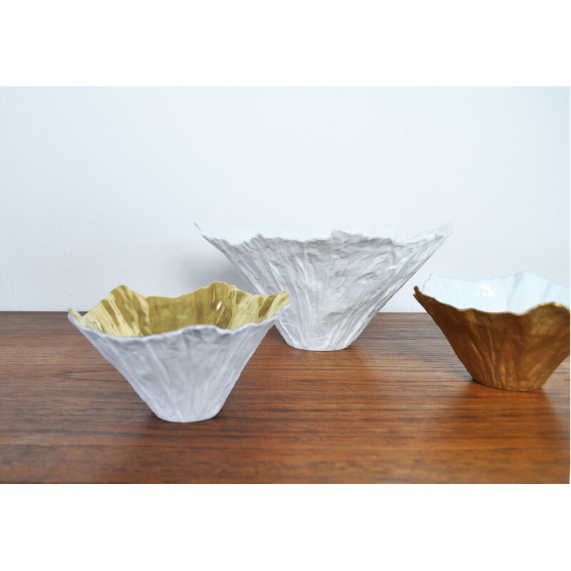 Set of 3 vintage bowls of porcelain by Violise Lunn for Royal Copenhagen, 2006
