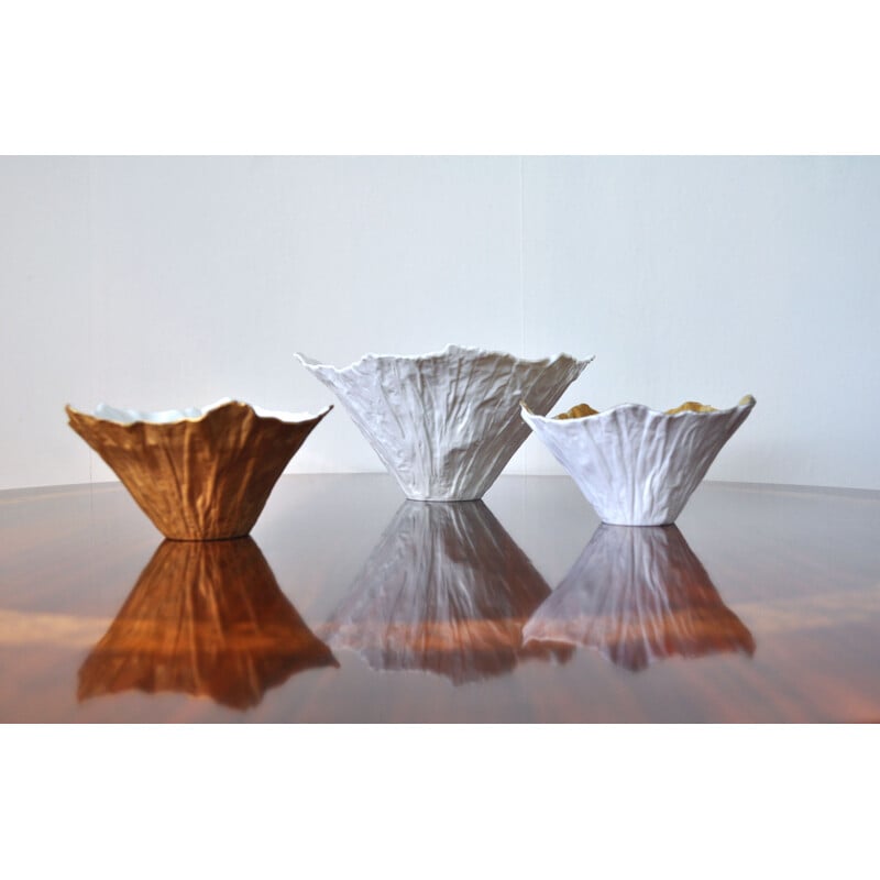 Set of 3 vintage bowls of porcelain by Violise Lunn for Royal Copenhagen, 2006